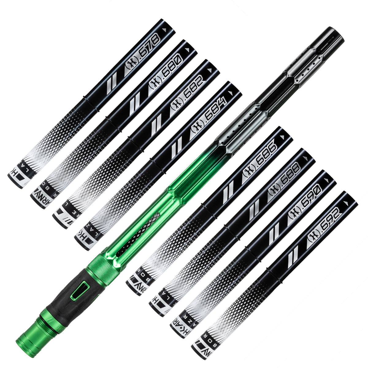LAZR Elite Fractal Barrel Kit - 15" Green/Black Black Inserts - Cocker Threads