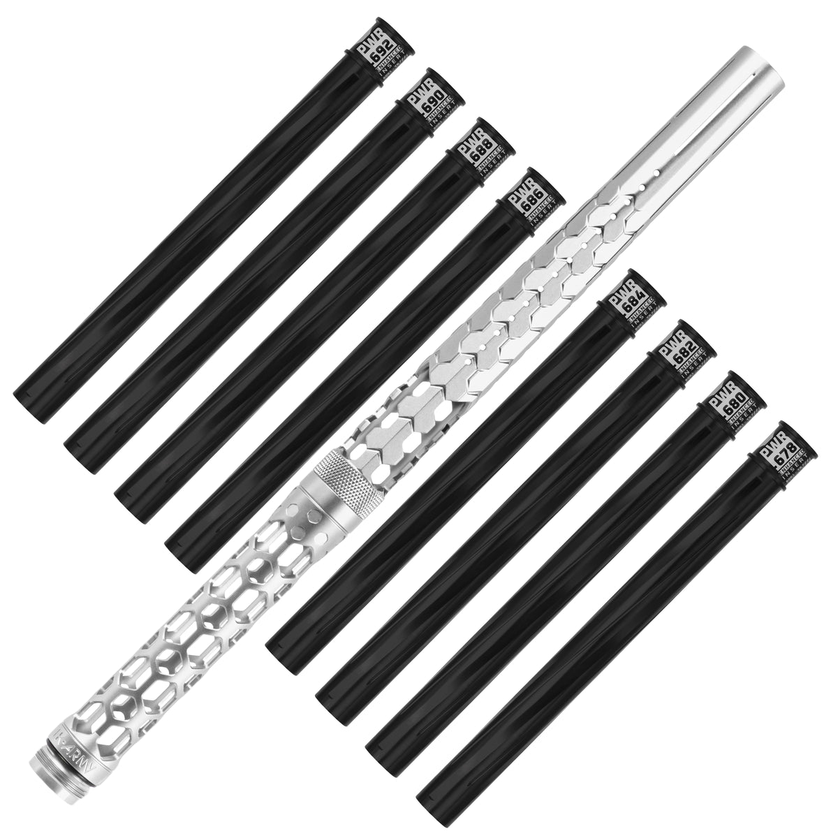 Hex PWR Barrel Kit - Silver - Black Inserts