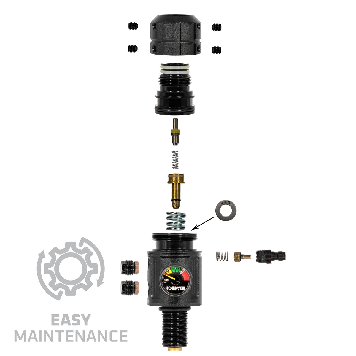 Turbine Pro Regulator - Long Body - Adjustable & Rotational - Black