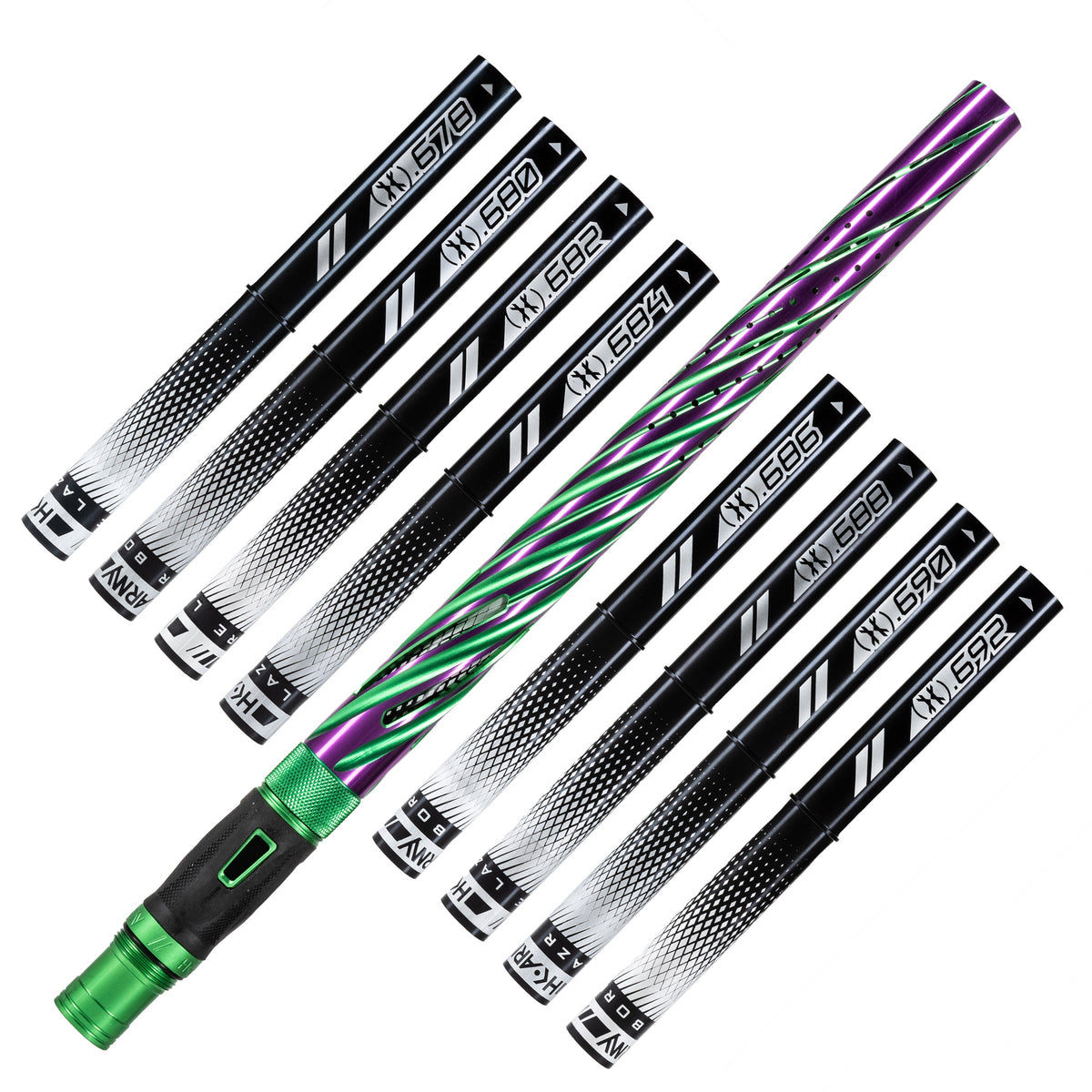 LAZR Elite Orbit Barrel Kit - 15" Green/Purple Black Inserts - Cocker Threads