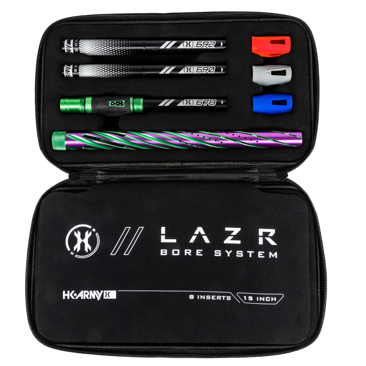 LAZR Elite Orbit Barrel Kit - 15" Green/Purple Black Inserts - Cocker Threads