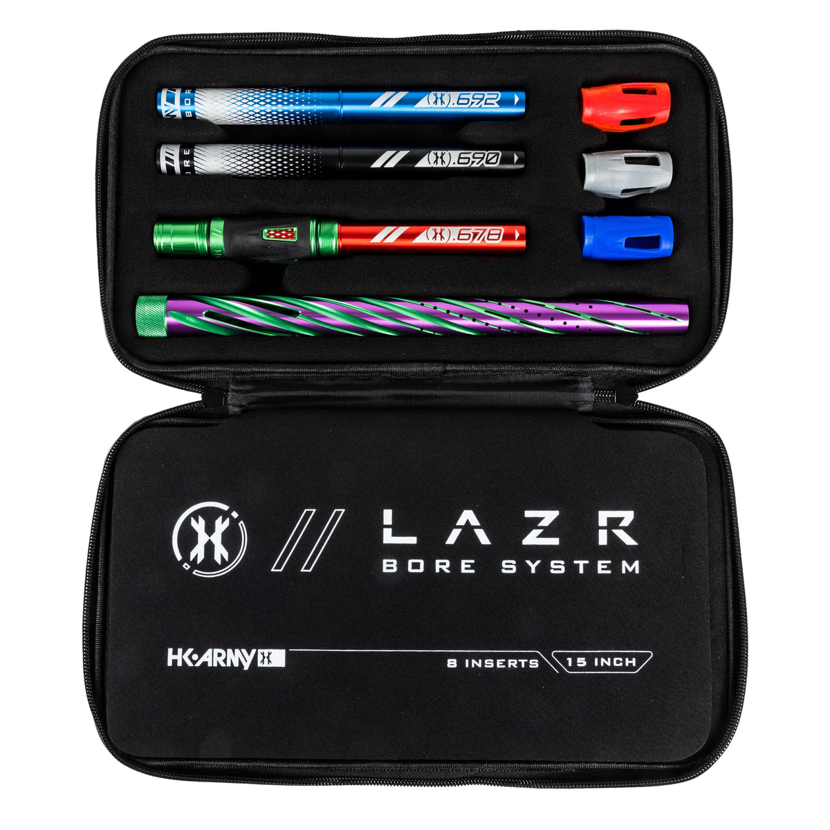 LAZR Elite Orbit Barrel Kit - 15" Green/Purple Colored Inserts - Cocker Threads