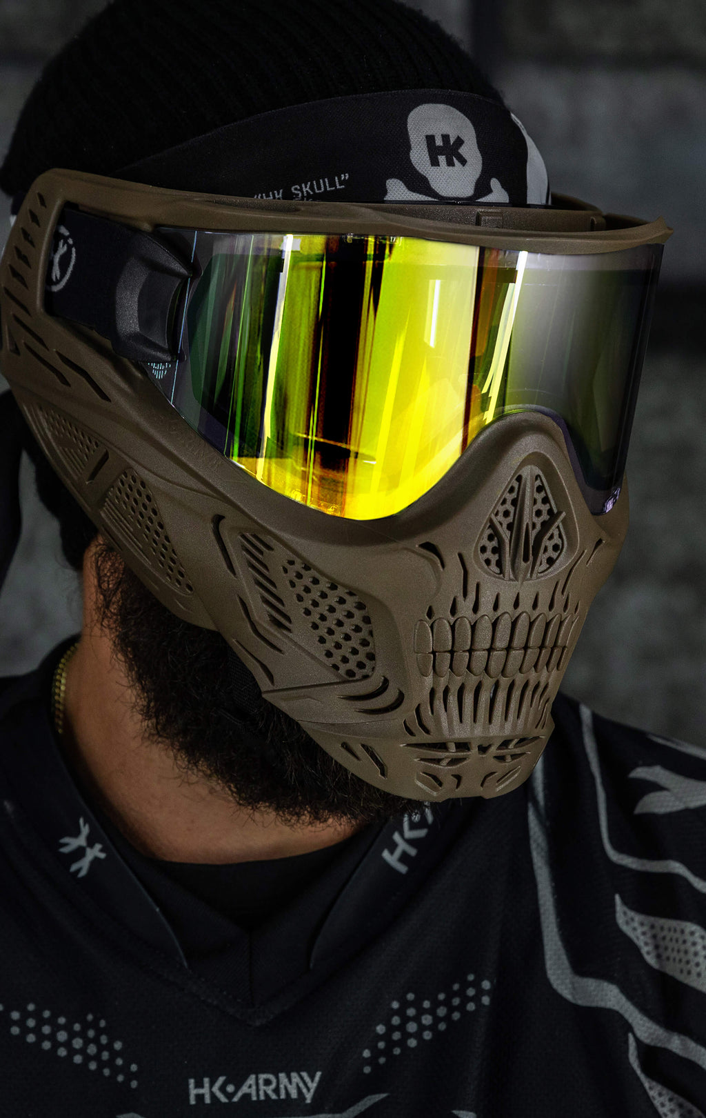 HSTL® Skull Goggle "Sandman" - Tan w/ Gold Lens