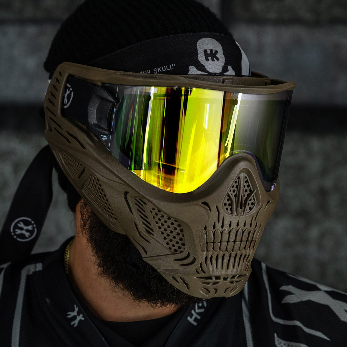 HSTL® Skull Goggle "Sandman" - Tan w/ Gold Lens